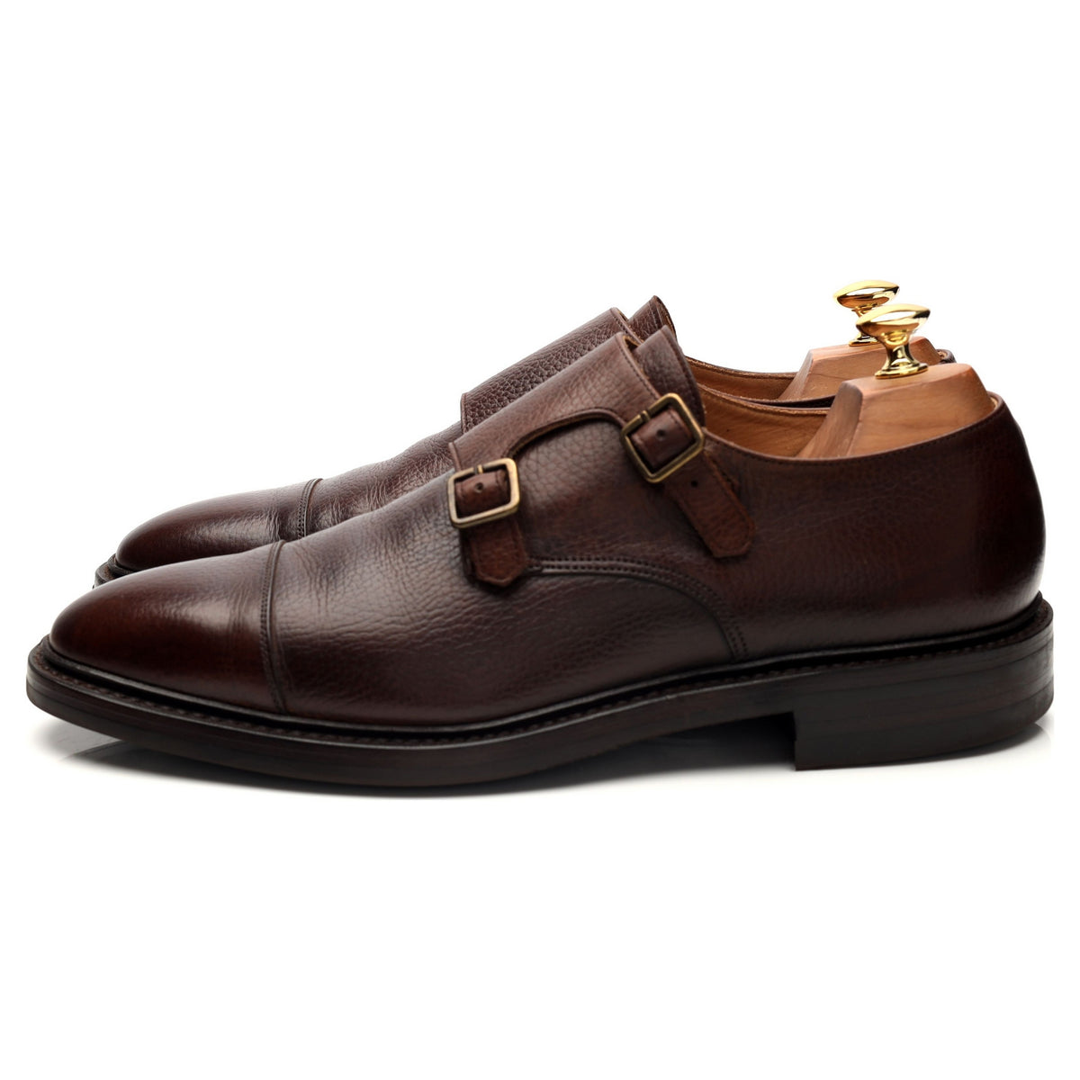 &#39;Harrogate&#39; Dark Brown Grain Leather Double Monk Strap UK 9 US 10 D