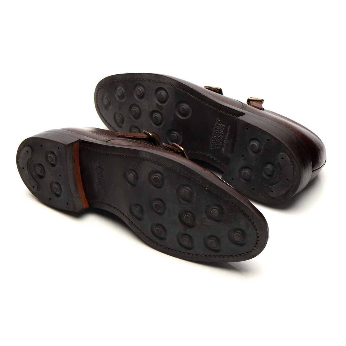 &#39;Harrogate&#39; Dark Brown Grain Leather Double Monk Strap UK 9 US 10 D