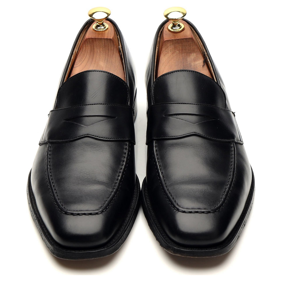 &#39;Hertford&#39; Black Leather Loafers UK 9 F