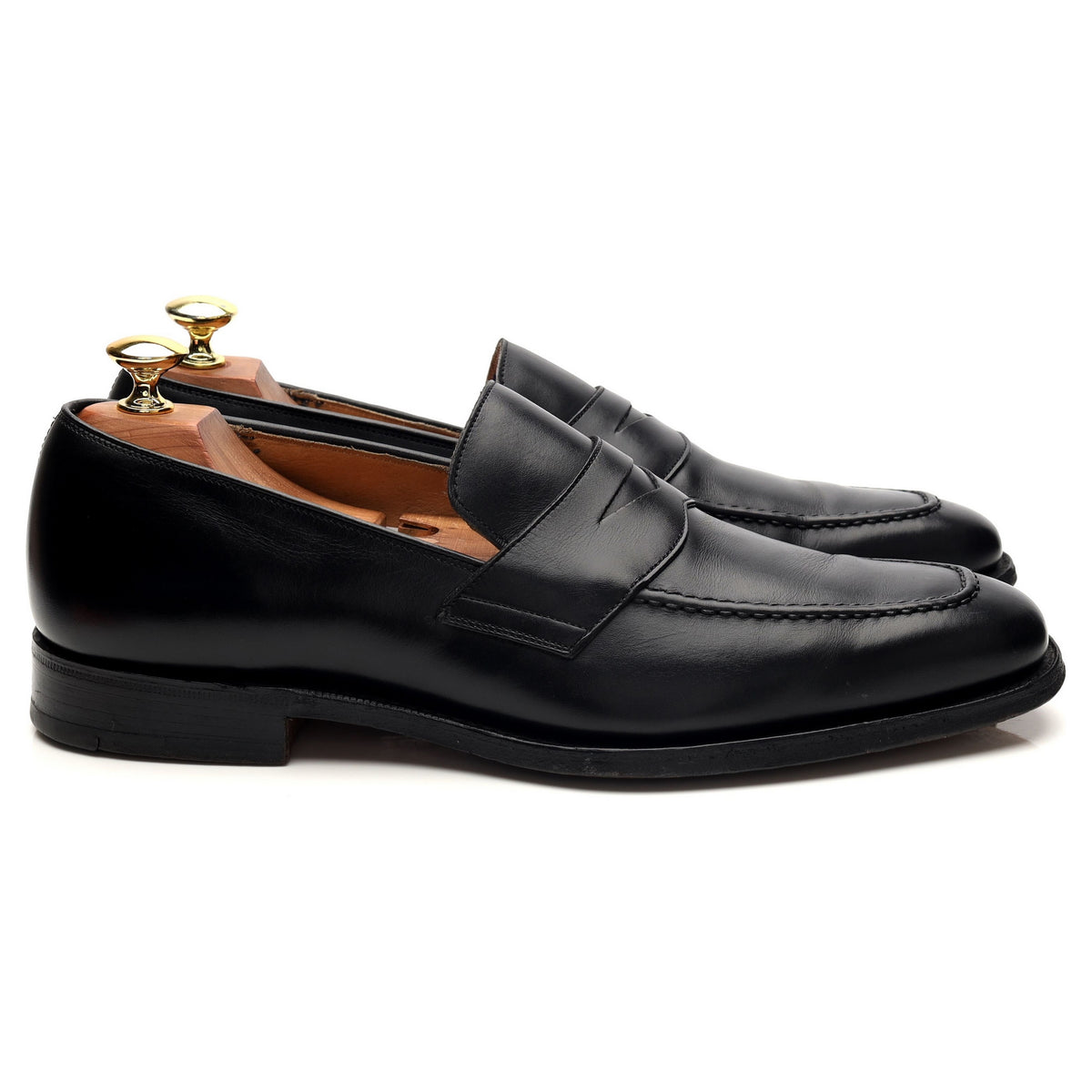 &#39;Hertford&#39; Black Leather Loafers UK 9 F