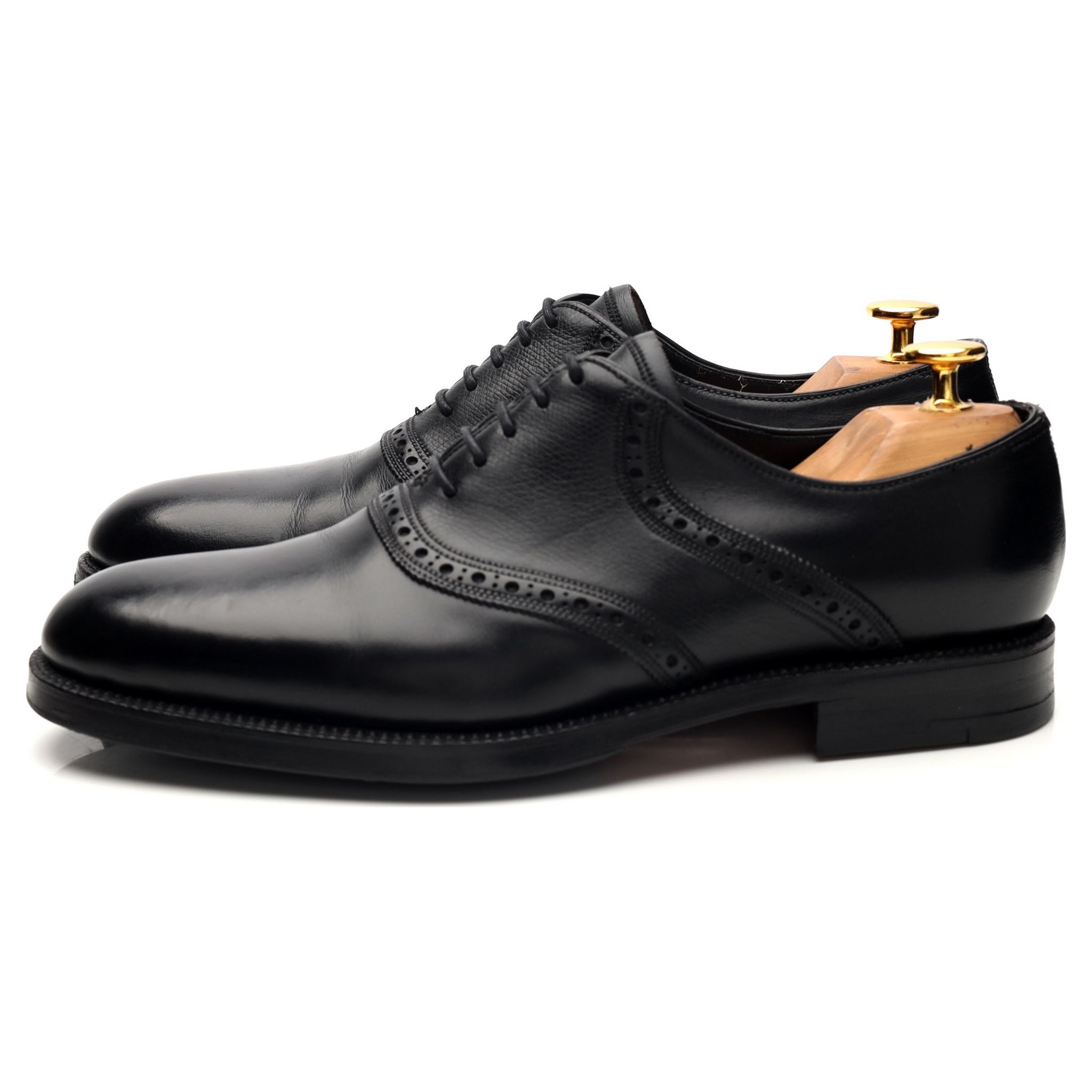 Bespoke Black Leather Saddle Oxford UK 6 / UK 6.5 E - Abbot's Shoes
