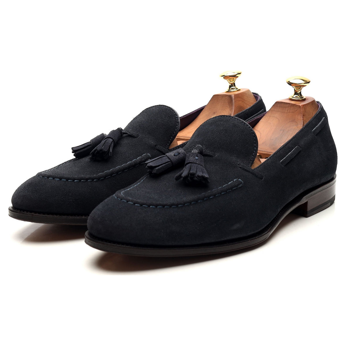 &#39;80215&#39; Navy Blue Suede Tassel Loafers UK 9.5