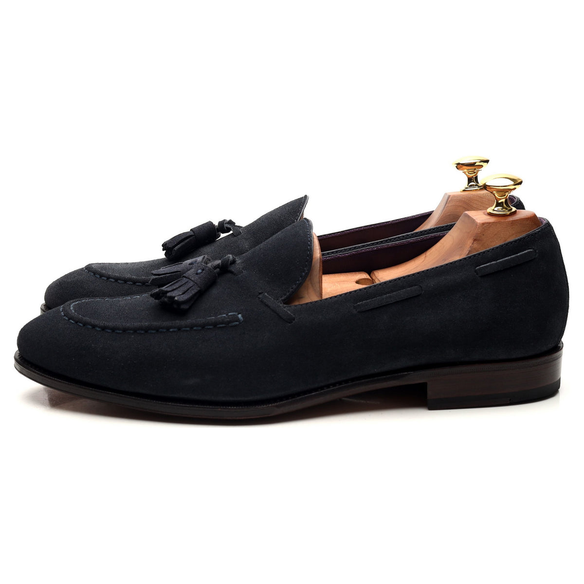 &#39;80215&#39; Navy Blue Suede Tassel Loafers UK 9.5