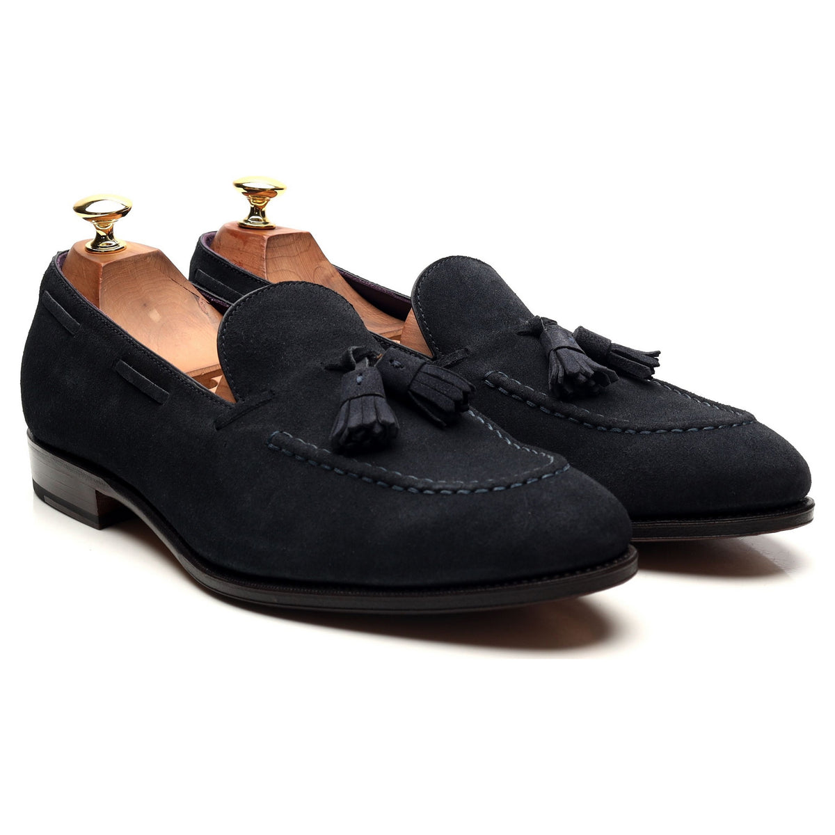 &#39;80215&#39; Navy Blue Suede Tassel Loafers UK 9.5