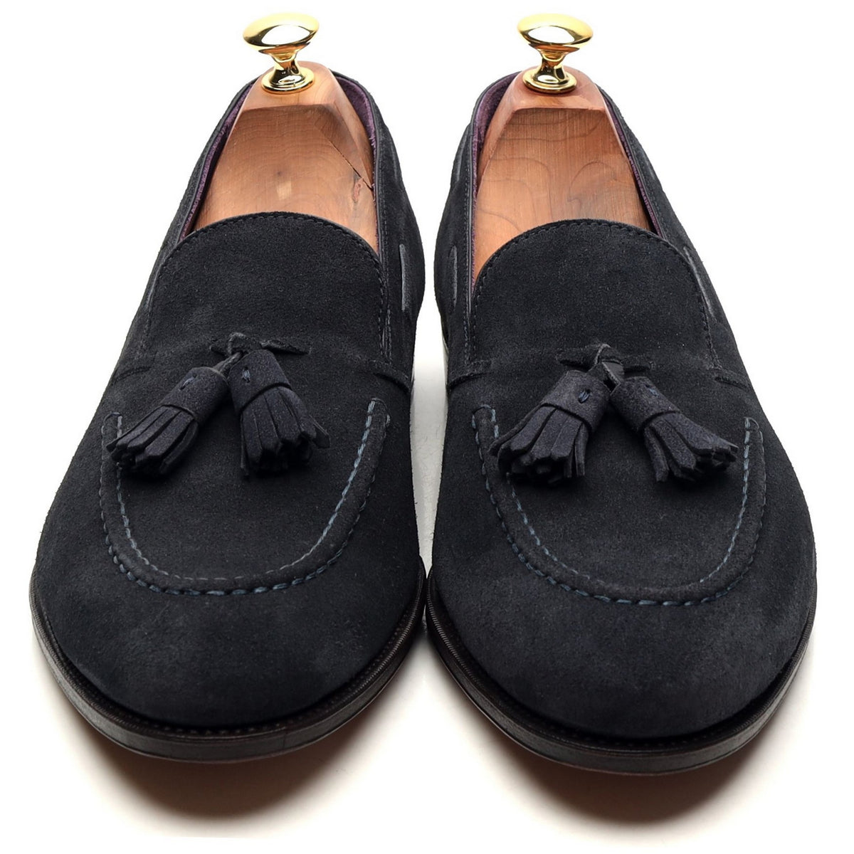 &#39;80215&#39; Navy Blue Suede Tassel Loafers UK 9.5