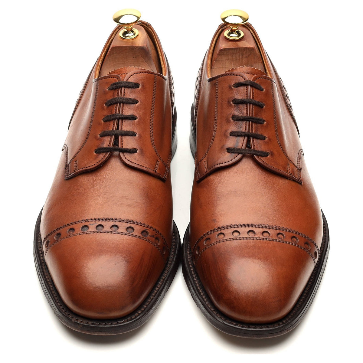 &#39;Harvard ll&#39; Brown Leather Cap Toe Derby UK 9 F