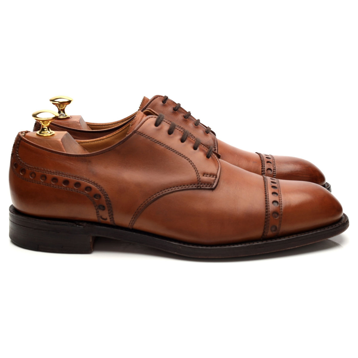 &#39;Harvard ll&#39; Brown Leather Cap Toe Derby UK 9 F
