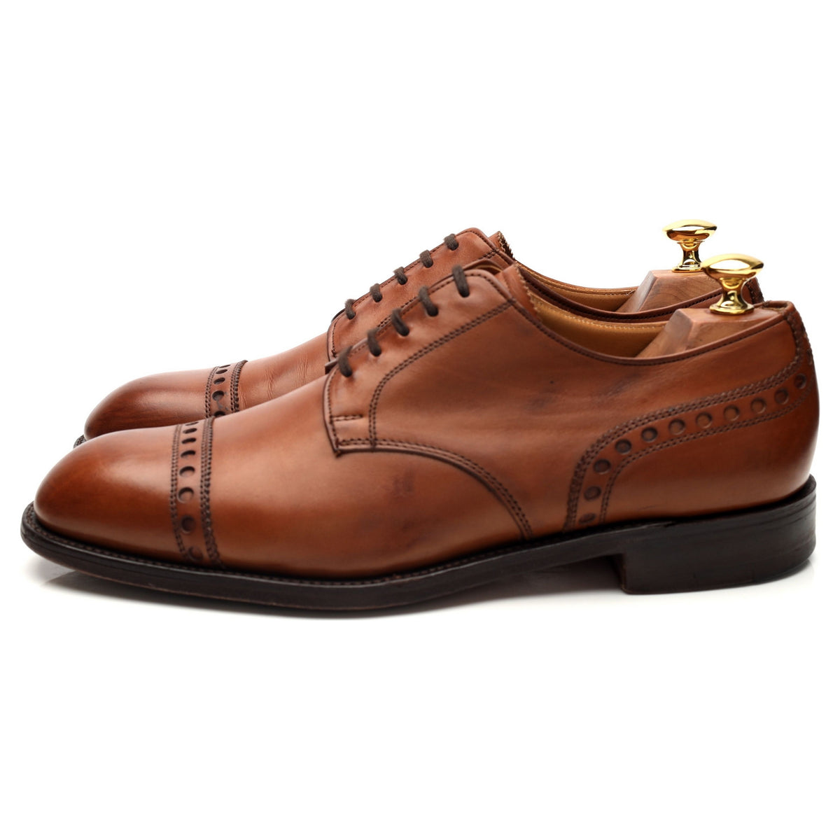 &#39;Harvard ll&#39; Brown Leather Cap Toe Derby UK 9 F