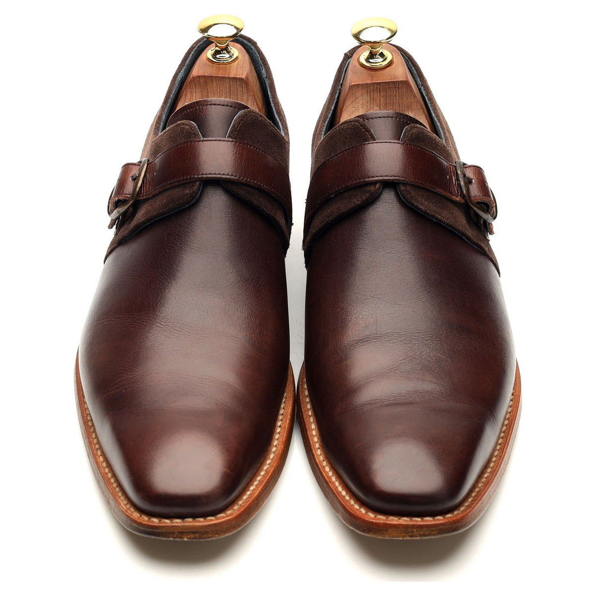 &#39;Jasper&#39; Brown Leather Suede Monk Strap UK 8 F