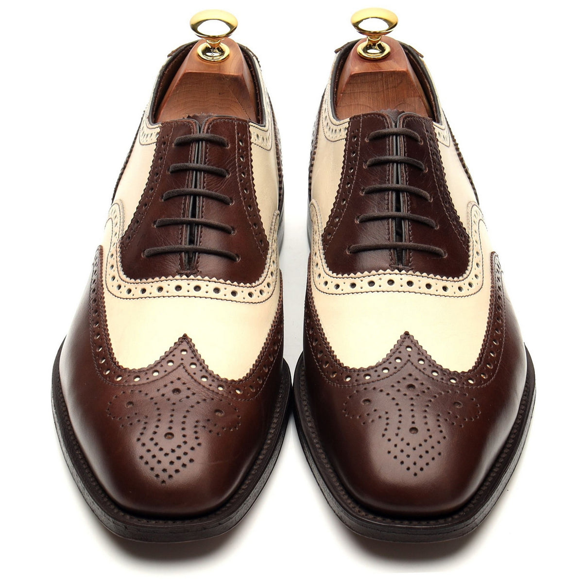 1880 &#39;Sloane&#39; Brown Cream Leather Spectator Brogues UK 8 F