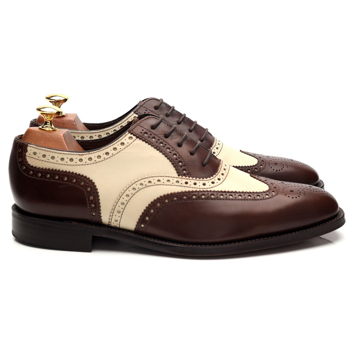 1880 &#39;Sloane&#39; Brown Cream Leather Spectator Brogues UK 8 F