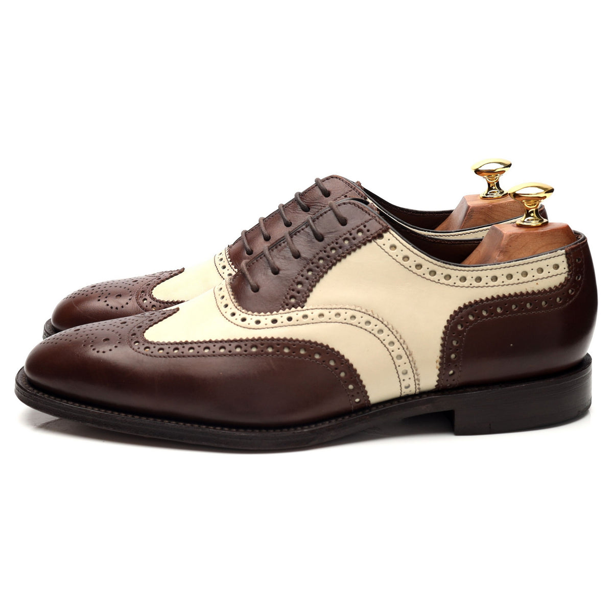 1880 &#39;Sloane&#39; Brown Cream Leather Spectator Brogues UK 8 F