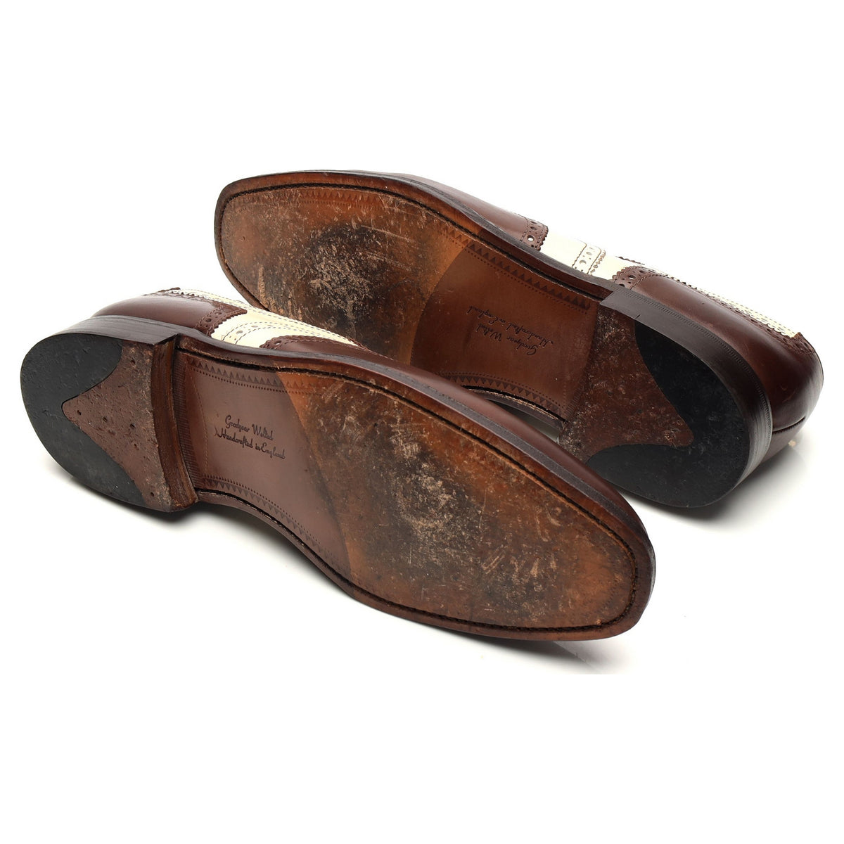 1880 &#39;Sloane&#39; Brown Cream Leather Spectator Brogues UK 8 F