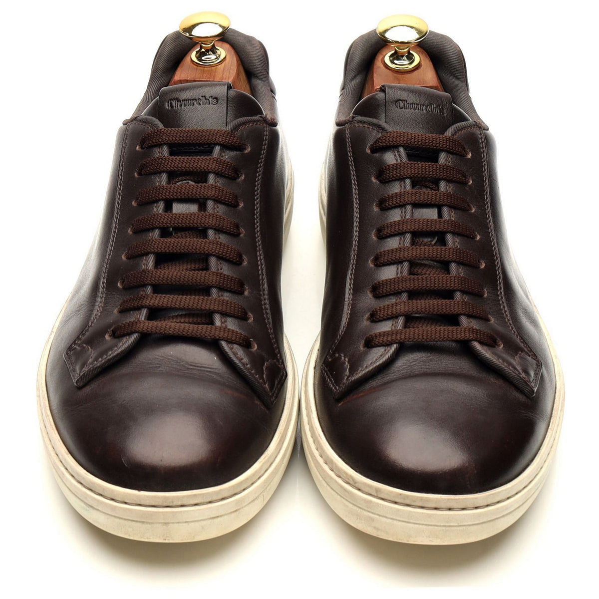 &#39;Mirfield&#39; Dark Brown Leather Sneakers UK 7.5