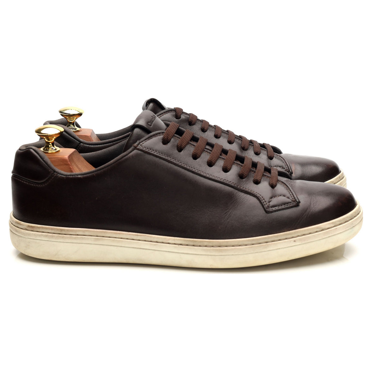 &#39;Mirfield&#39; Dark Brown Leather Sneakers UK 7.5