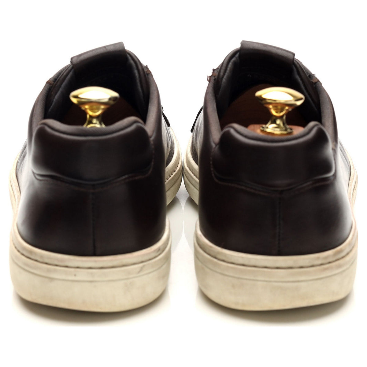 &#39;Mirfield&#39; Dark Brown Leather Sneakers UK 7.5
