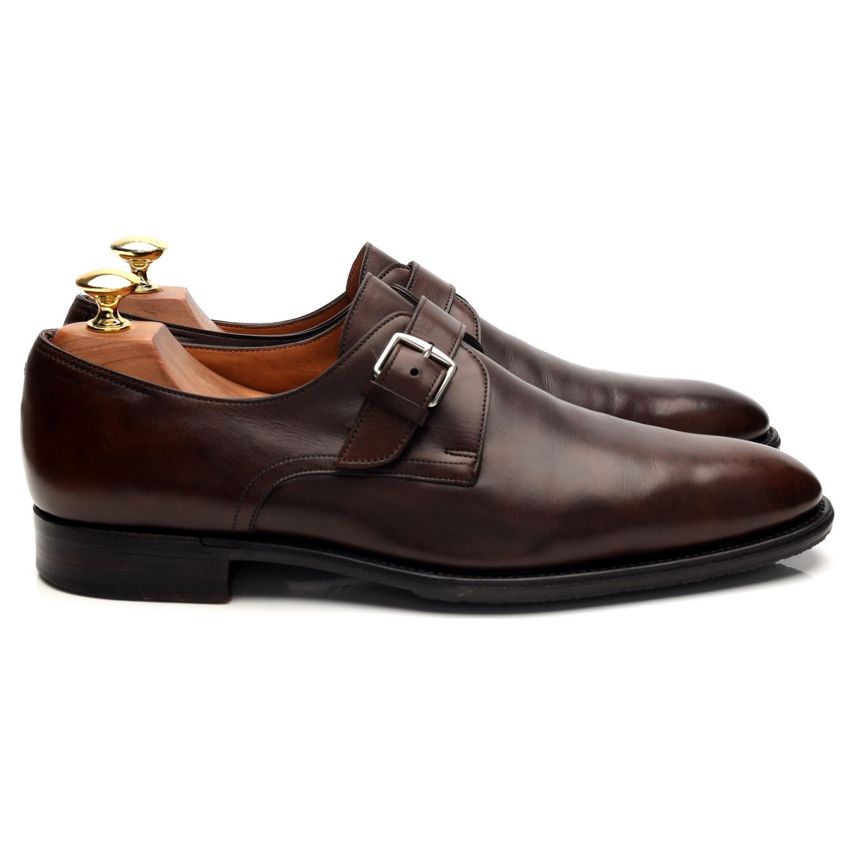 Hermes &#39;Jarvis&#39; Dark Brown Leather Monk Strap UK 8 EU 42