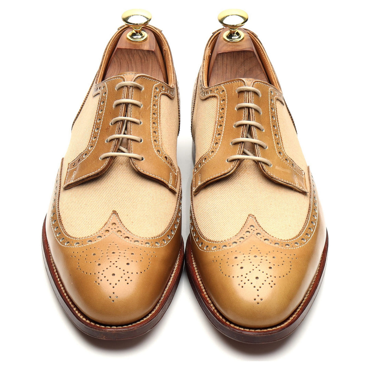 &#39;Havant 2&#39; Light Tan Brown Leather Spectator Derby Brogues UK 7.5 E
