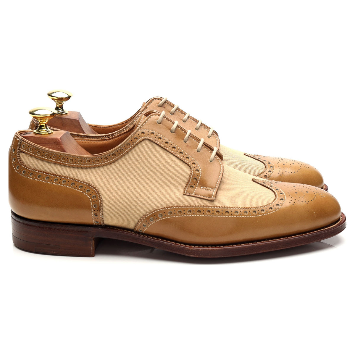 &#39;Havant 2&#39; Light Tan Brown Leather Spectator Derby Brogues UK 7.5 E