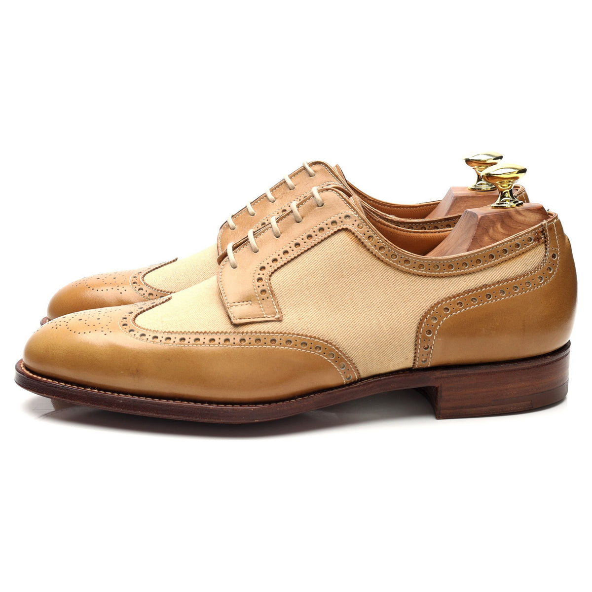 &#39;Havant 2&#39; Light Tan Brown Leather Spectator Derby Brogues UK 7.5 E