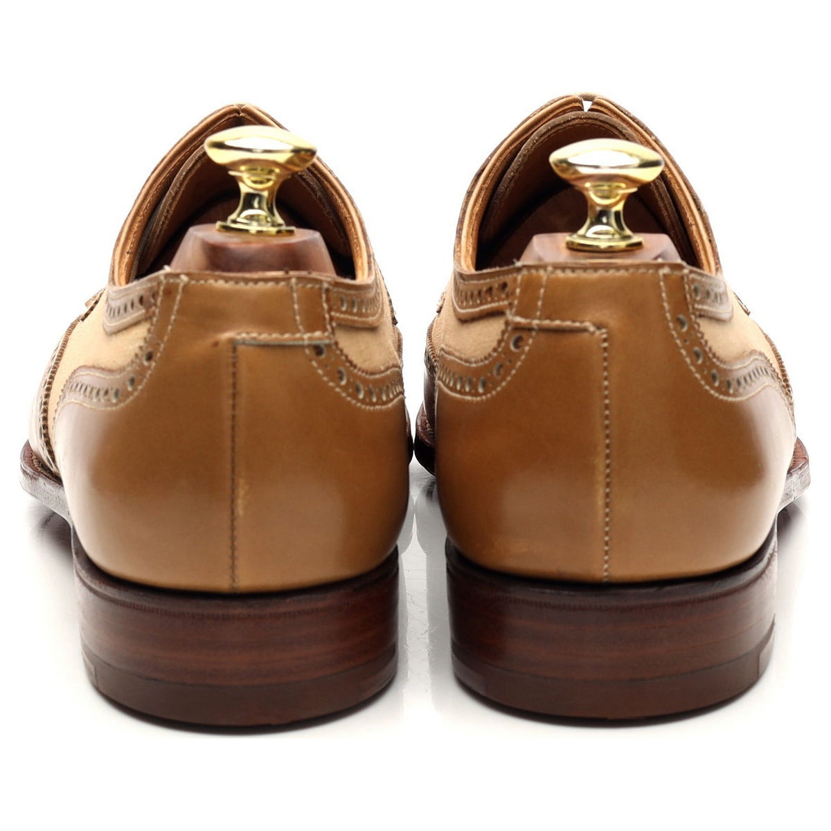 &#39;Havant 2&#39; Light Tan Brown Leather Spectator Derby Brogues UK 7.5 E