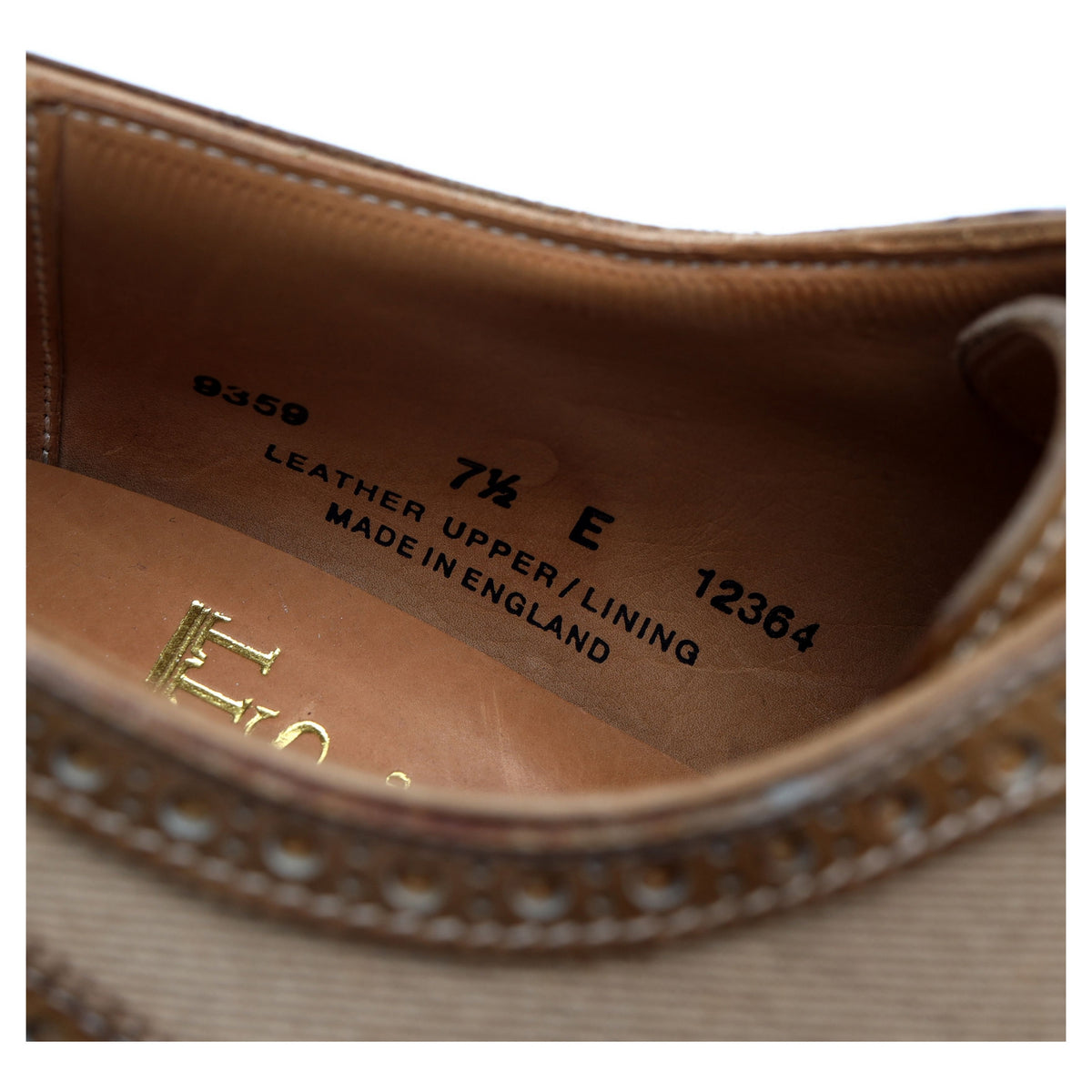 &#39;Havant 2&#39; Light Tan Brown Leather Spectator Derby Brogues UK 7.5 E