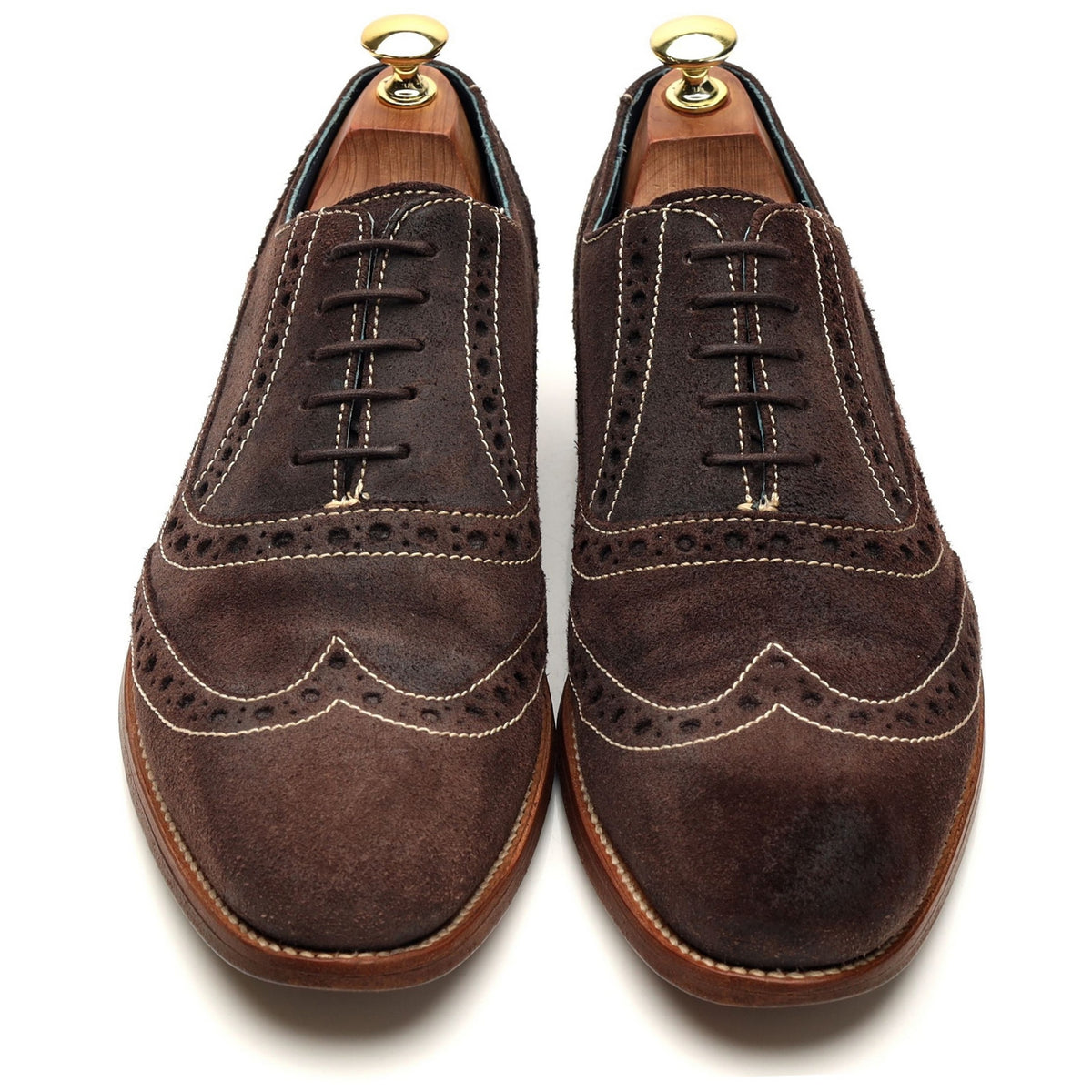 &#39;Grant&#39; Dark Brown Waxed Suede Brogues UK 8 F