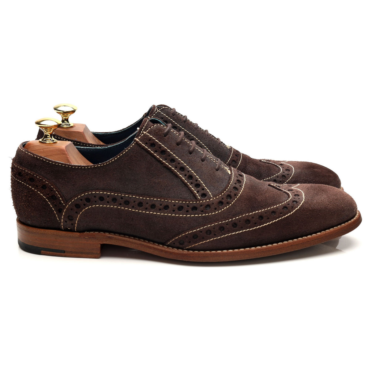&#39;Grant&#39; Dark Brown Waxed Suede Brogues UK 8 F