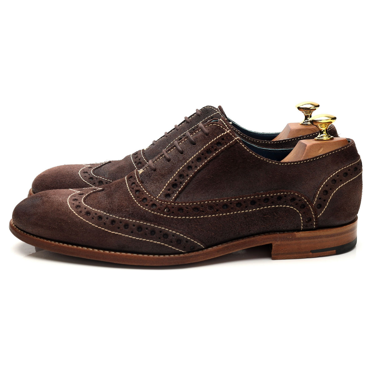 &#39;Grant&#39; Dark Brown Waxed Suede Brogues UK 8 F