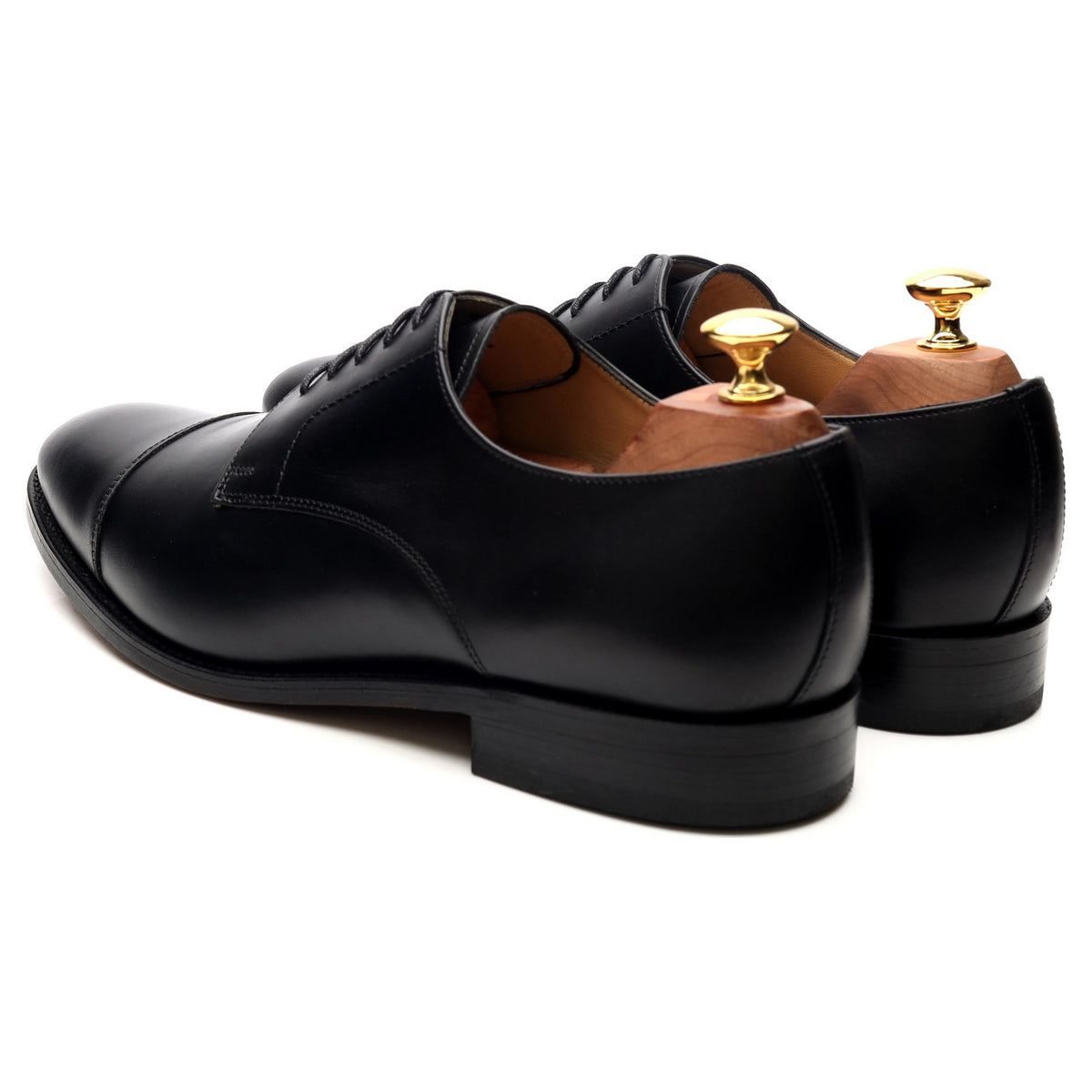 &#39;Epping&#39; Black Leather Cap Toe Derby UK 9 G
