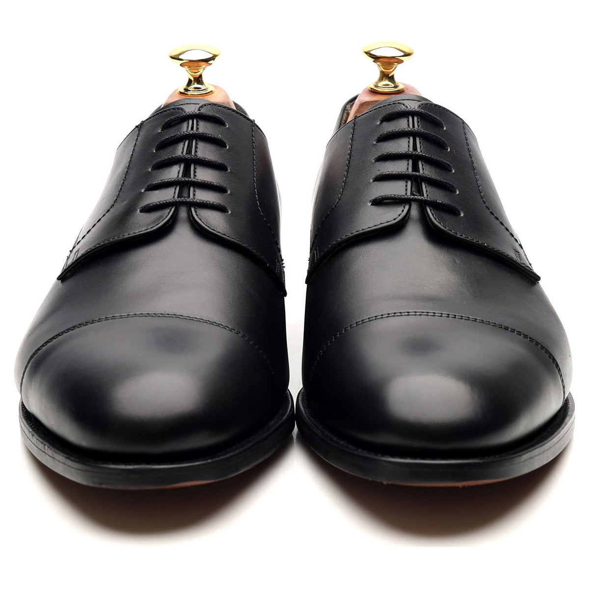 &#39;Epping&#39; Black Leather Cap Toe Derby UK 9 G
