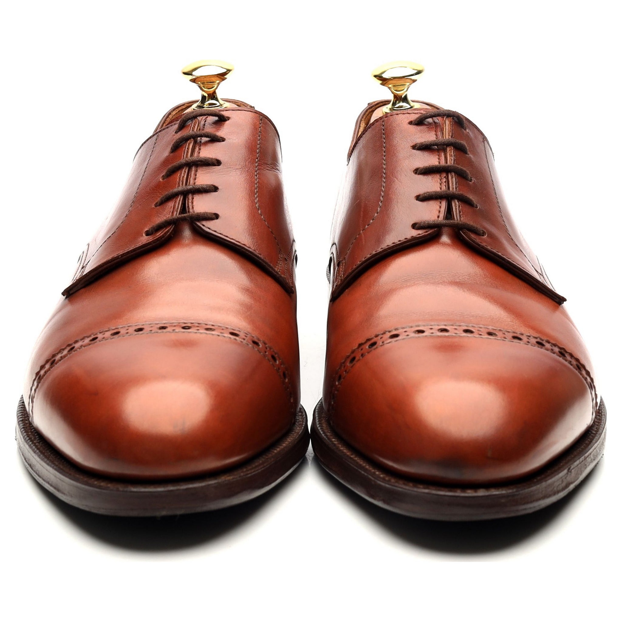 Draycott' Tan Brown Leather Cap Toe Derby UK 8.5 G - Abbot's Shoes