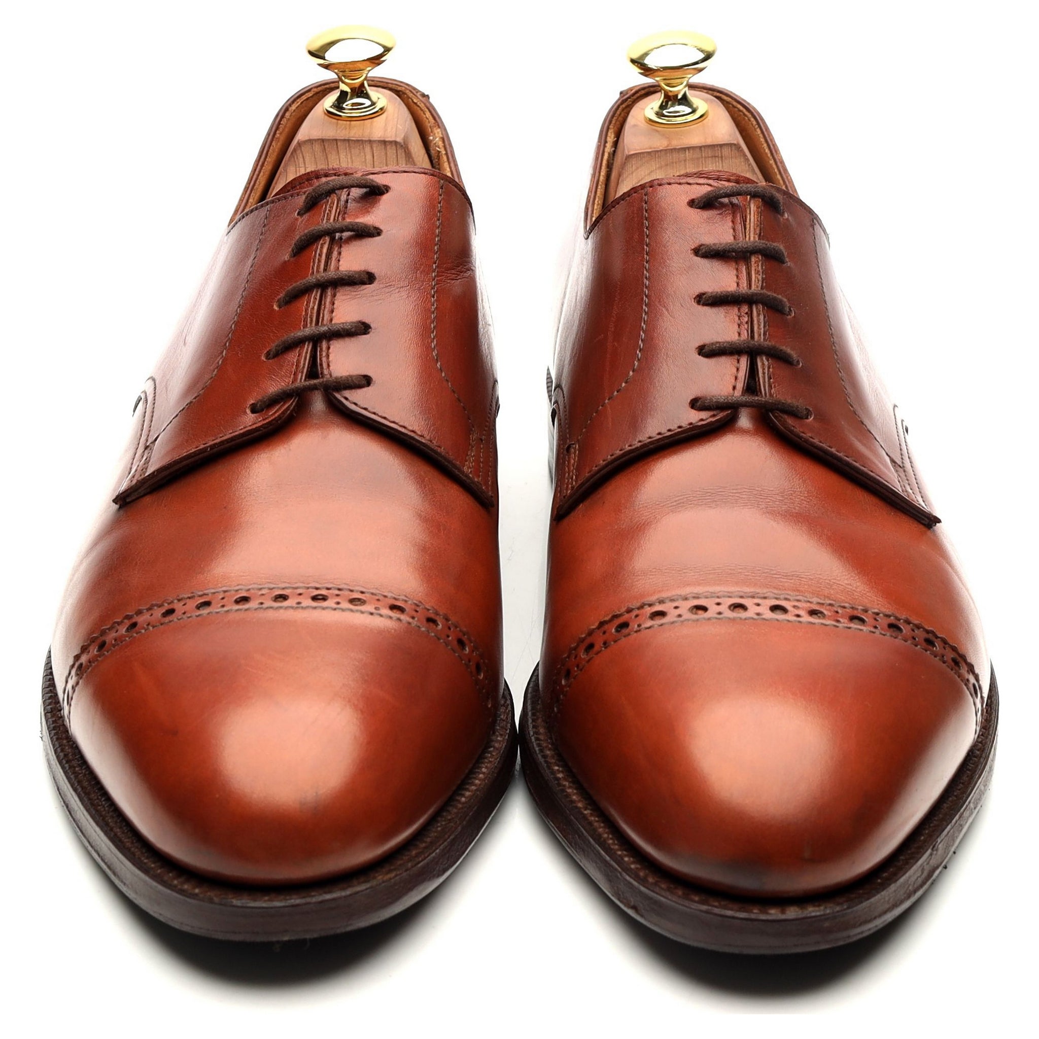 Draycott' Tan Brown Leather Cap Toe Derby UK 8.5 G - Abbot's Shoes