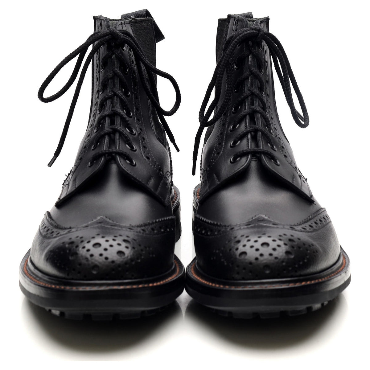 &#39;Ellis&#39; Black Leather Brogue Boots UK 9