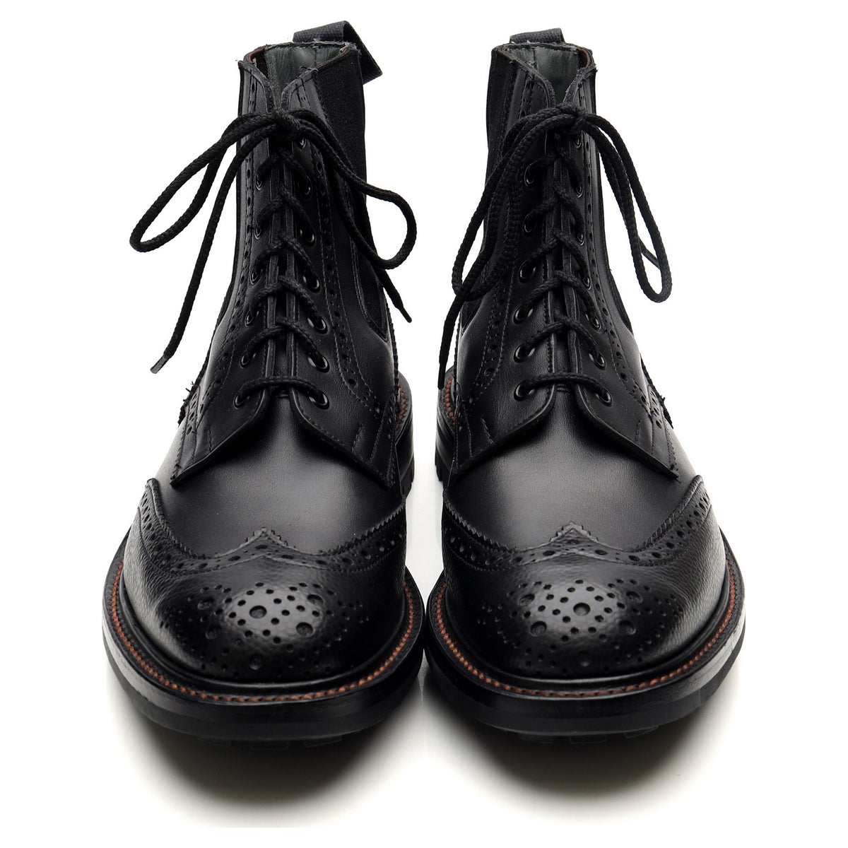 &#39;Ellis&#39; Black Leather Brogue Boots UK 9