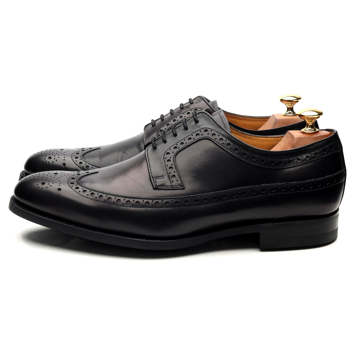 &#39;Bath&#39; Black Leather Derby Brogues UK 9 G