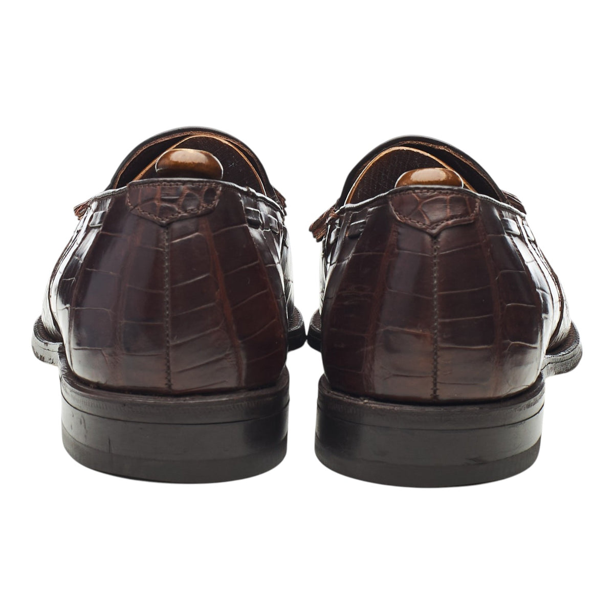 '74344' Dark Brown Alligator Leather Tassel Loafers UK 8.5 US 9.5 C