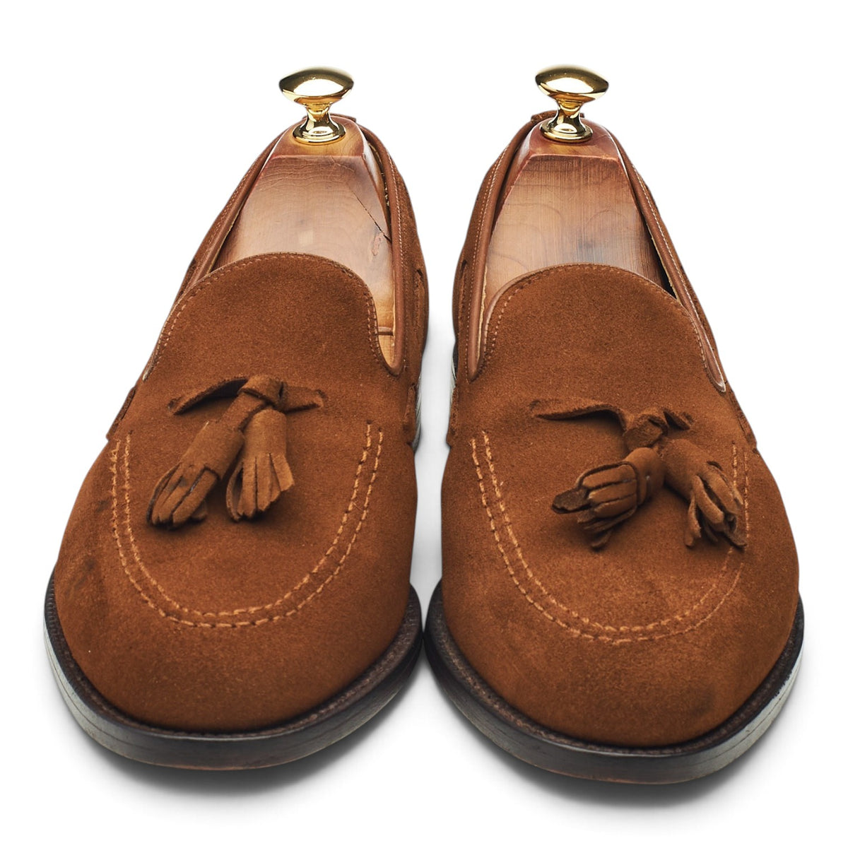 Snuff Brown Suede Tassel Loafers UK 9