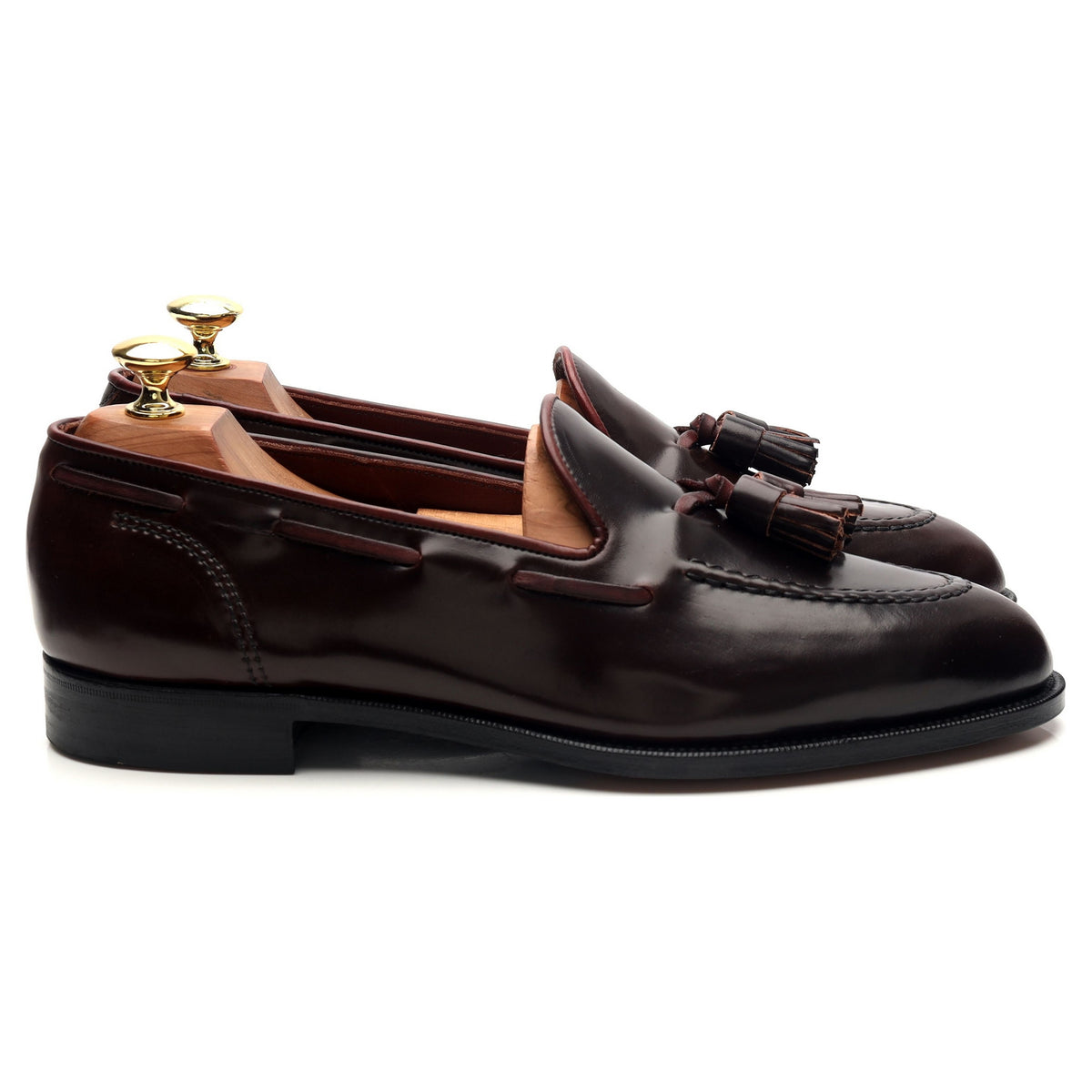 &#39;Greenwich&#39; Unlined Burgundy Cordovan Leather Tassel Loafers UK 8 E