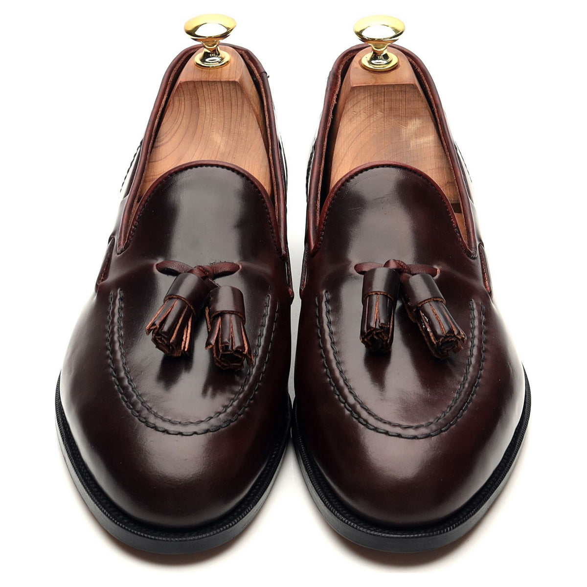 &#39;Greenwich&#39; Unlined Burgundy Cordovan Leather Tassel Loafers UK 8 E