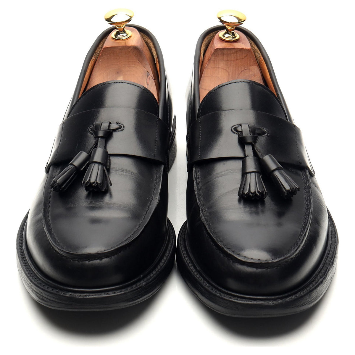 &#39;Cheadle&#39; Black Leather Tassel Loafers UK 9 F