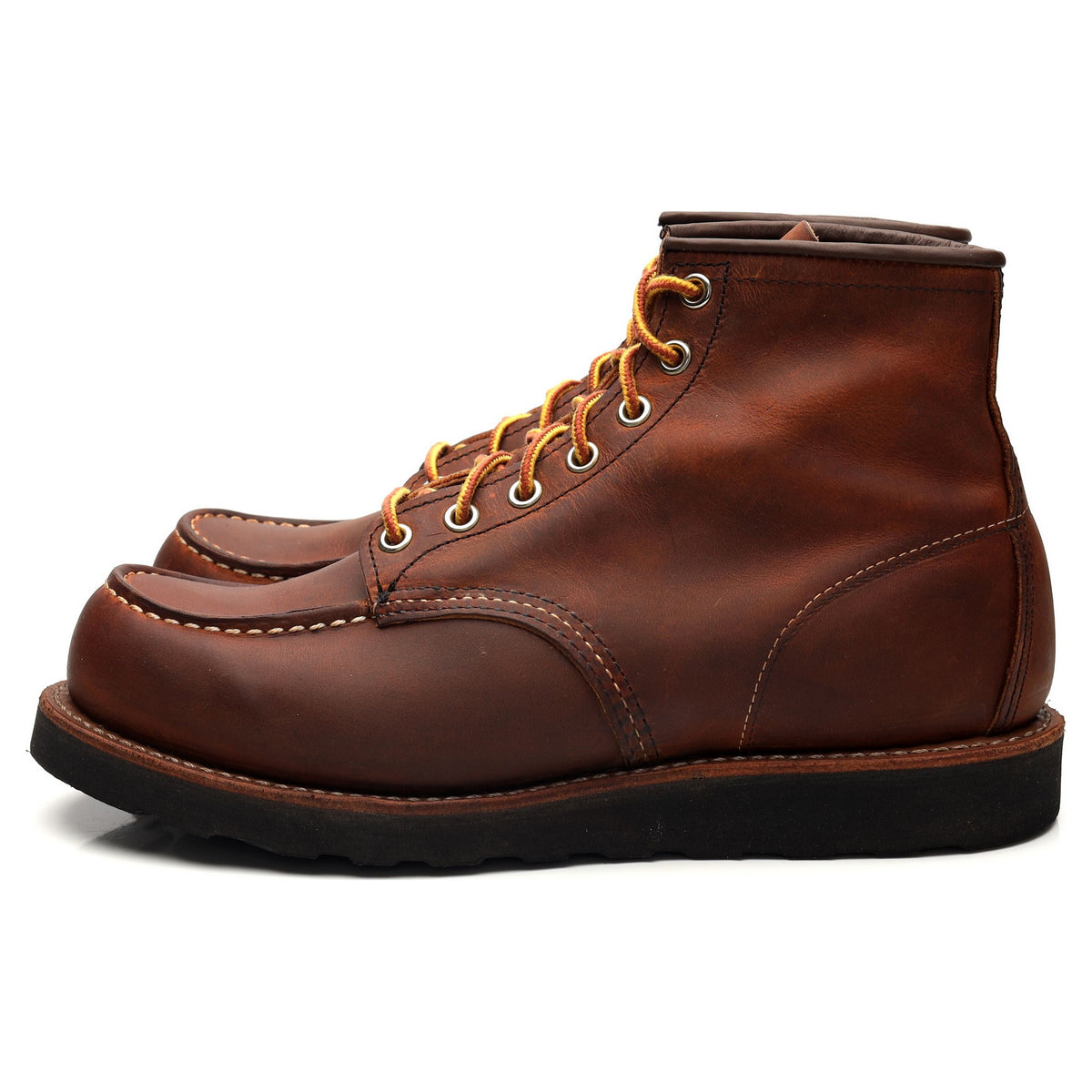 &#39;8886&#39; Brown Leather Moc Toe Boots UK 6.5 US 7.5 D