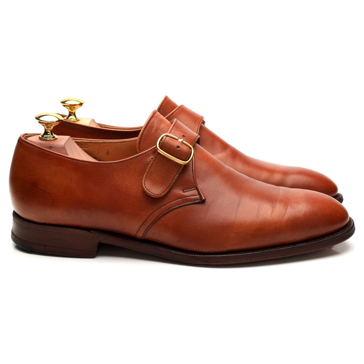 &#39;Becket&#39; Tan Brown Leather Monk Strap UK 7.5 F