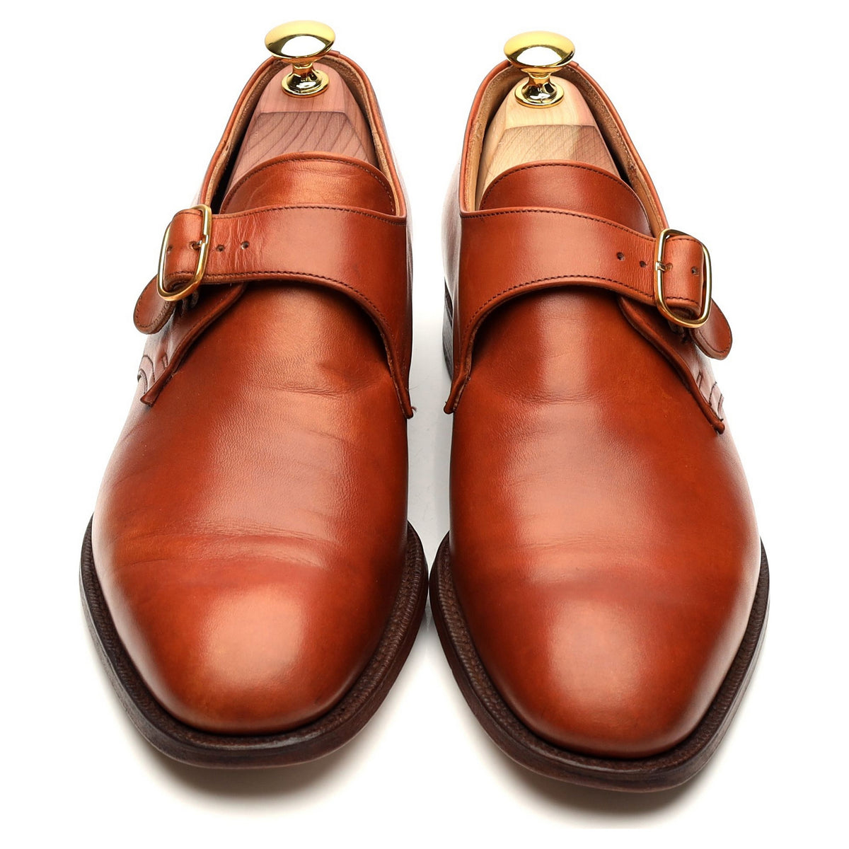 &#39;Becket&#39; Tan Brown Leather Monk Strap UK 7.5 F