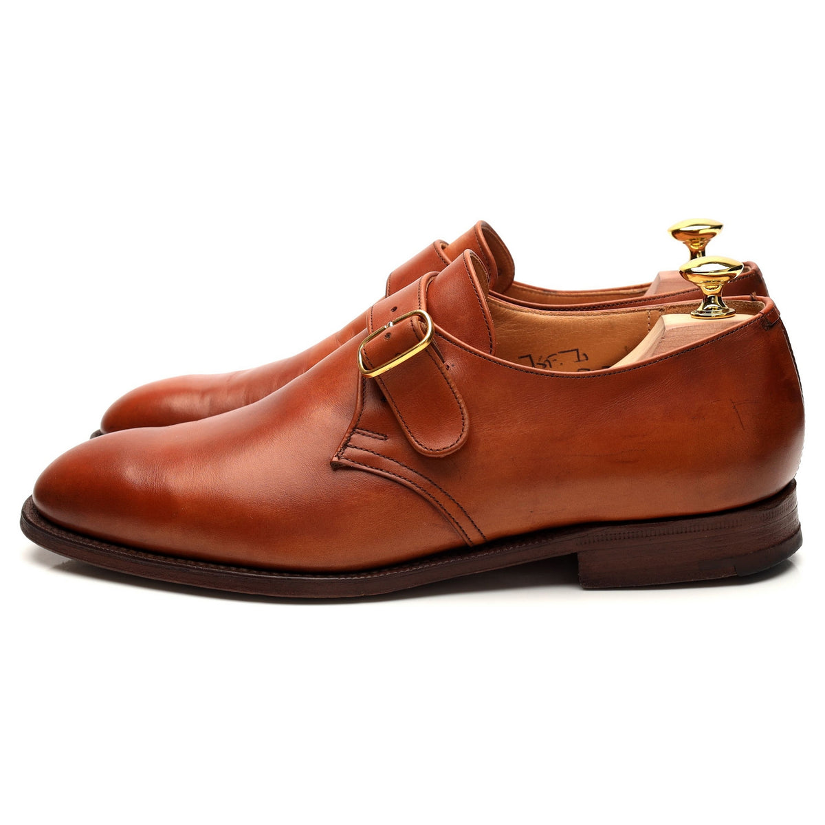 &#39;Becket&#39; Tan Brown Leather Monk Strap UK 7.5 F