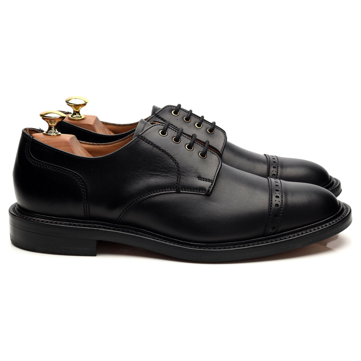 Black Leather Cap Toe Derby UK 8