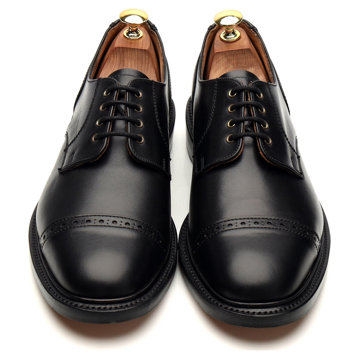 Black Leather Cap Toe Derby UK 8