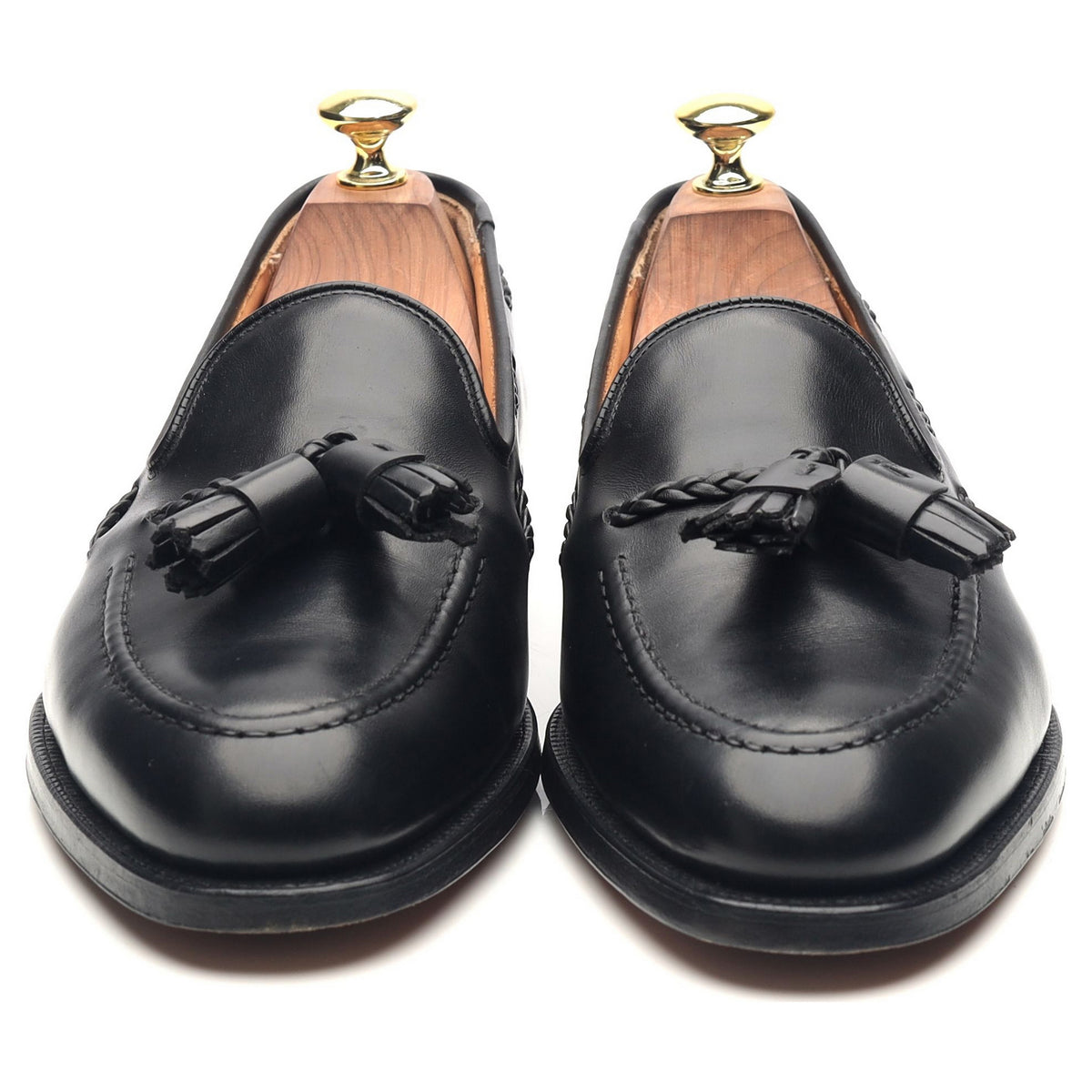 &#39;Langham&#39; Black Leather Tassel Loafers UK 7.5 F
