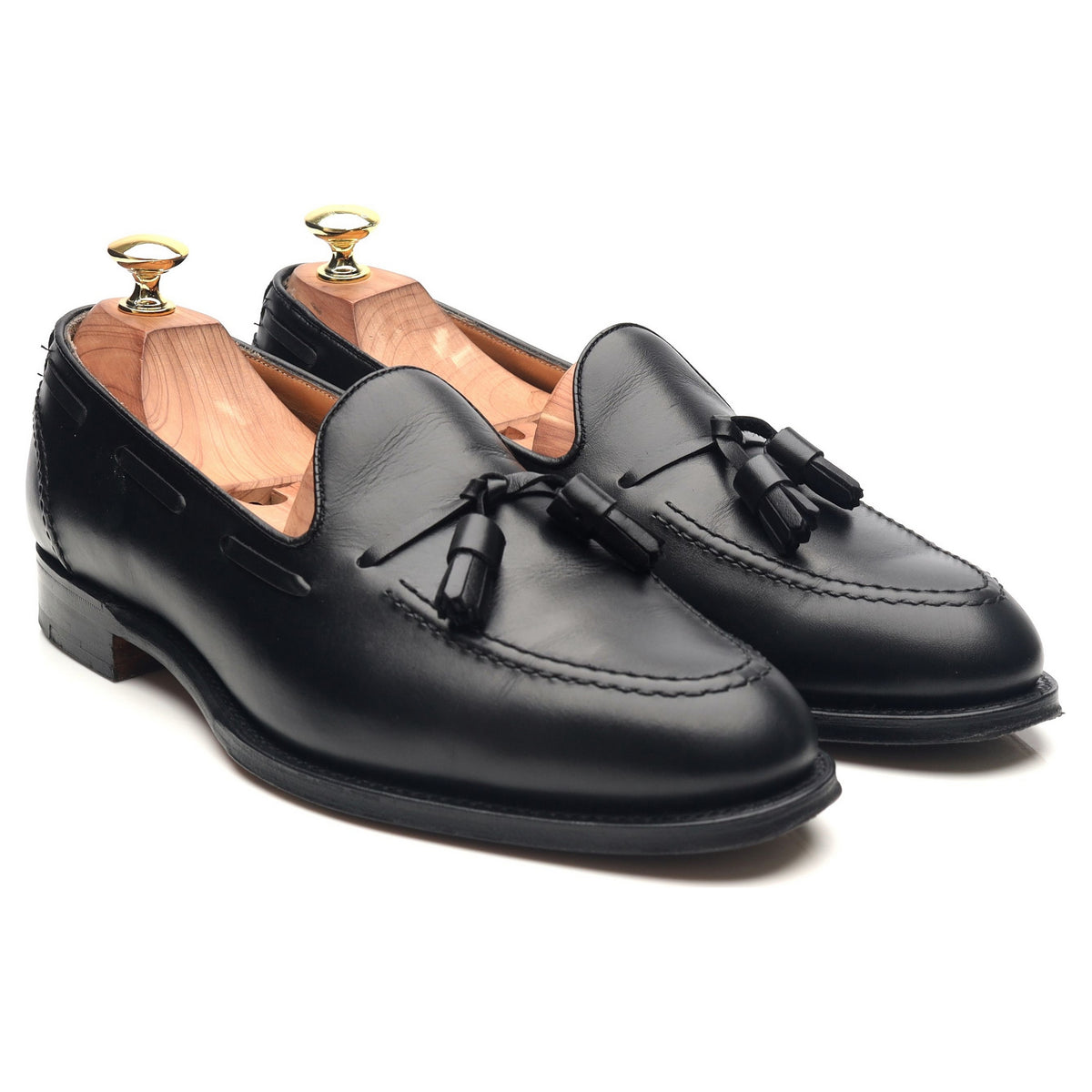 &#39;Harry&#39; Black Leather Tassel Loafers UK 8 F