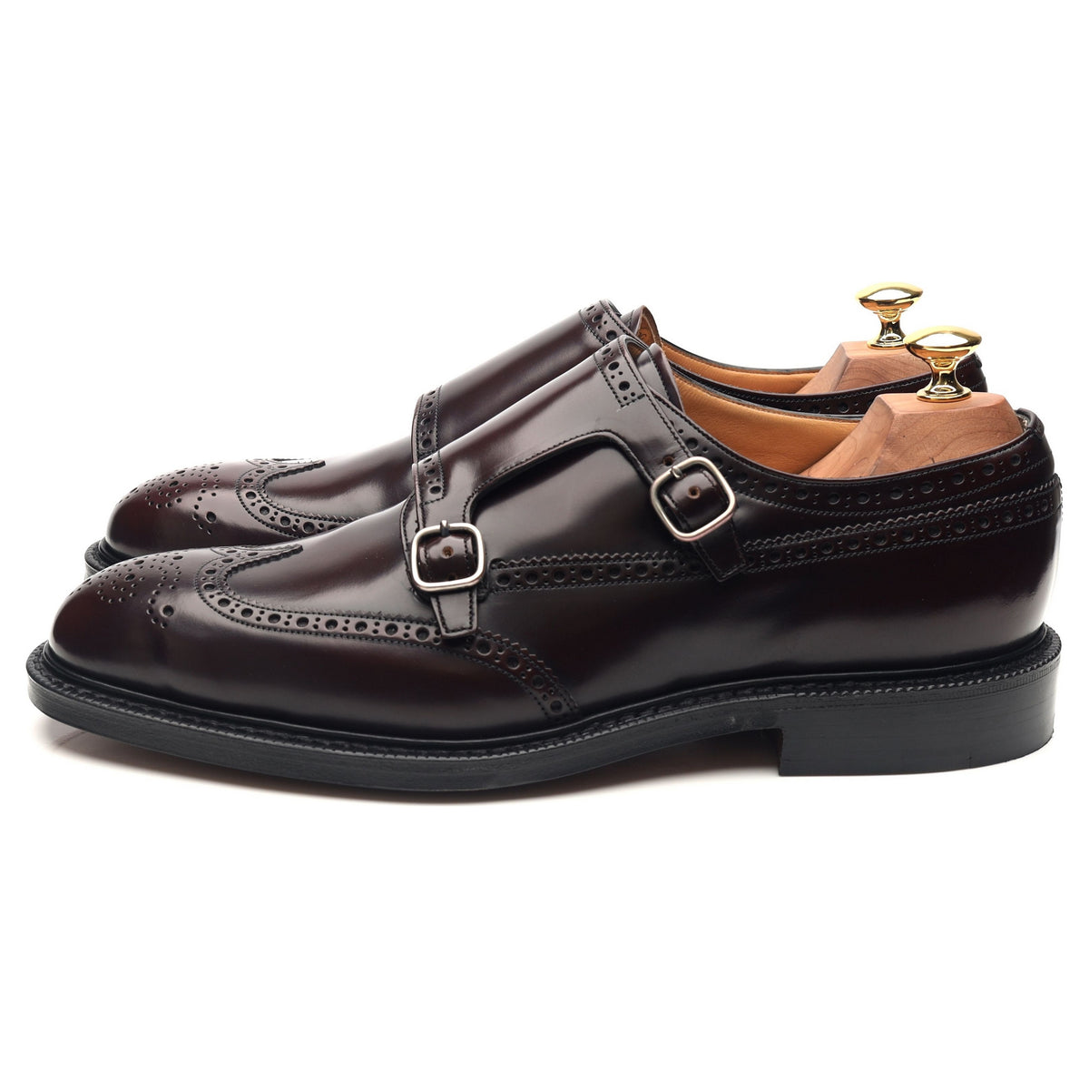 &#39;Monkton&#39; Burgundy Leather Double Monk Strap UK 9 F